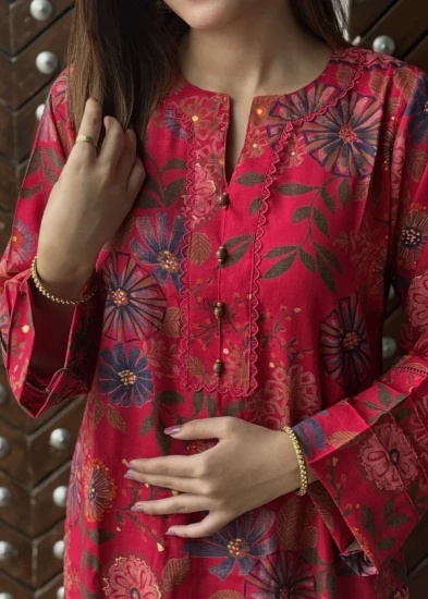 Vibrant Magenta Floral Print Kurti