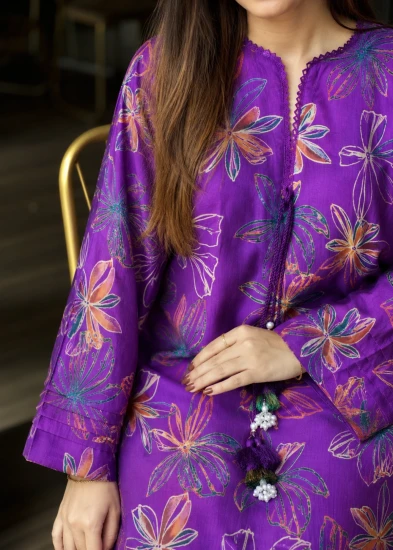 Violet Blossom Pearl Tassel Kurti