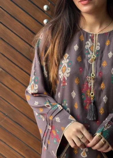 Charcoal Heritage Ikat Tunic