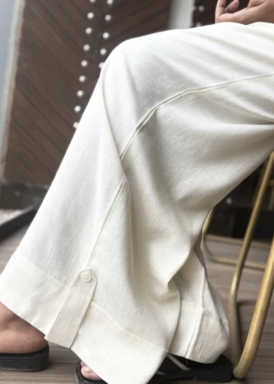 Tailored Button-Cuff Wide-Leg Pant